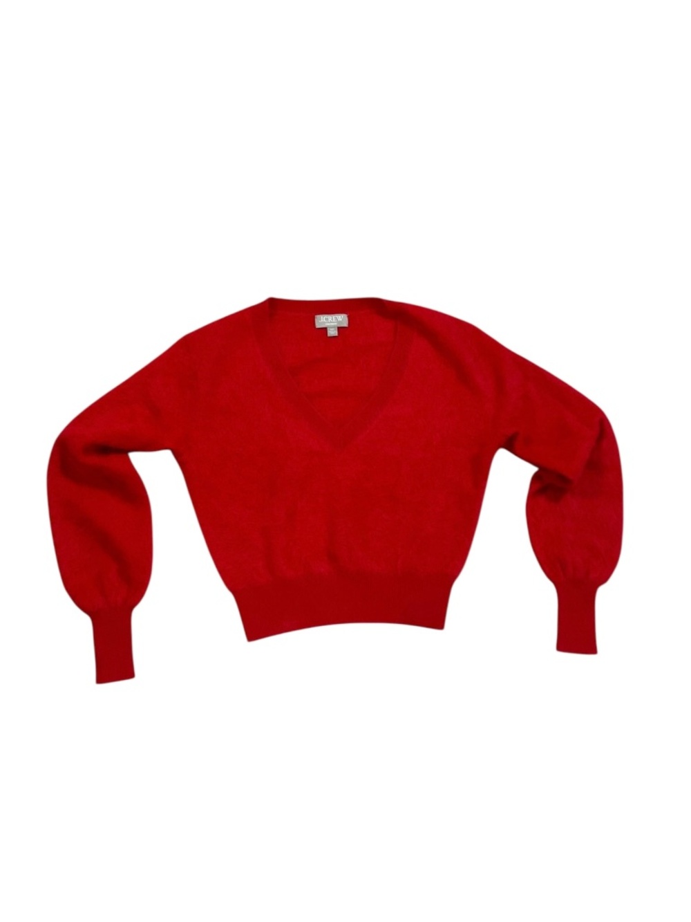 J.Crew Brushed Cashmere Cropped V-Neck Sweater Red XXS 100% Cashmere